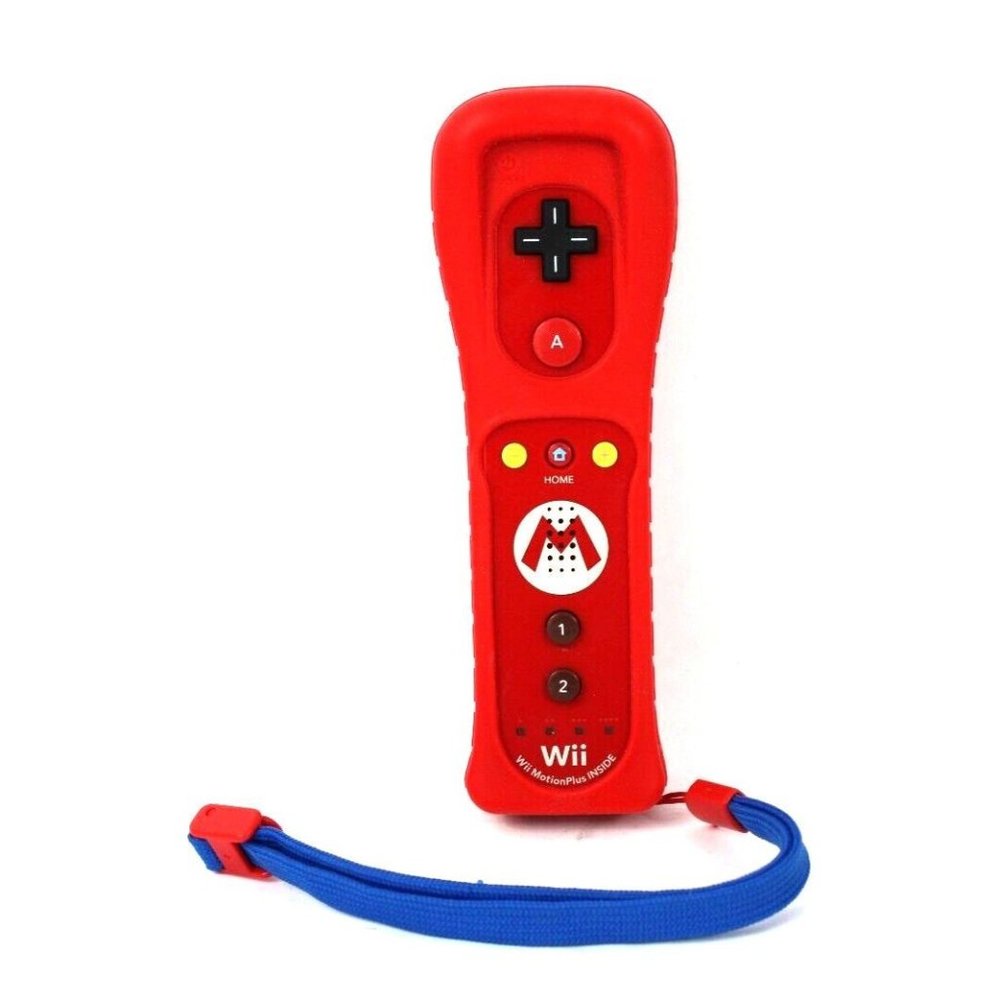 Nintendo Wii Motion Plus Remote Red Mario Edition Controller OEM RVL-036 + Skin